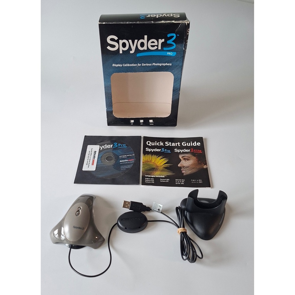 Datacolor Spyder3 Pro S3P100 Monitor Color Calibration Tool Box Disc Manual